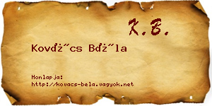 Kovács Béla névjegykártya
