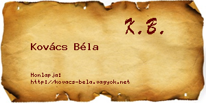 Kovács Béla névjegykártya