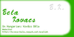bela kovacs business card